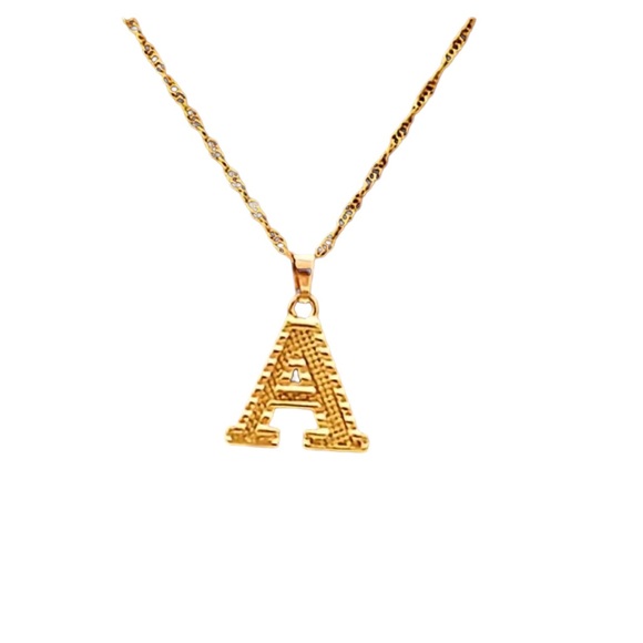 Gold Letter A Pendant Adjustable Necklace - Picture 1 of 6